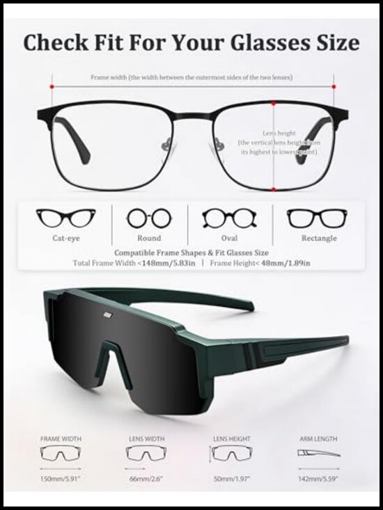 Oversized Polarized Fit Over Sunglasses UV400 Sport Running